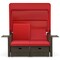 Outdoor Rattan Daybed Loveseat With Canopy 4 Position Reclining Ottoman Set Beige Red